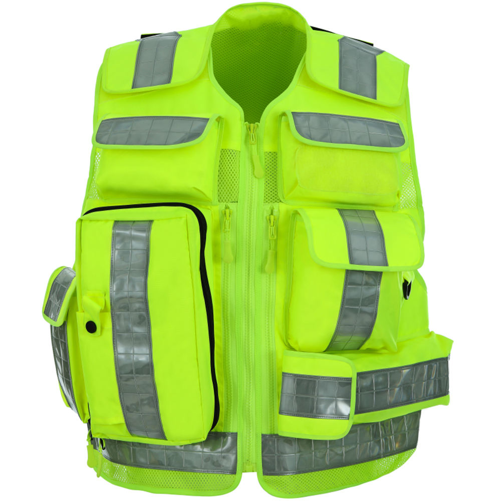 Bacca Sports Customized Black Reflective Safety Vest Company Logo With Pockets Custom Color Fluorescent Visibility Work Class 2 Safety Vest